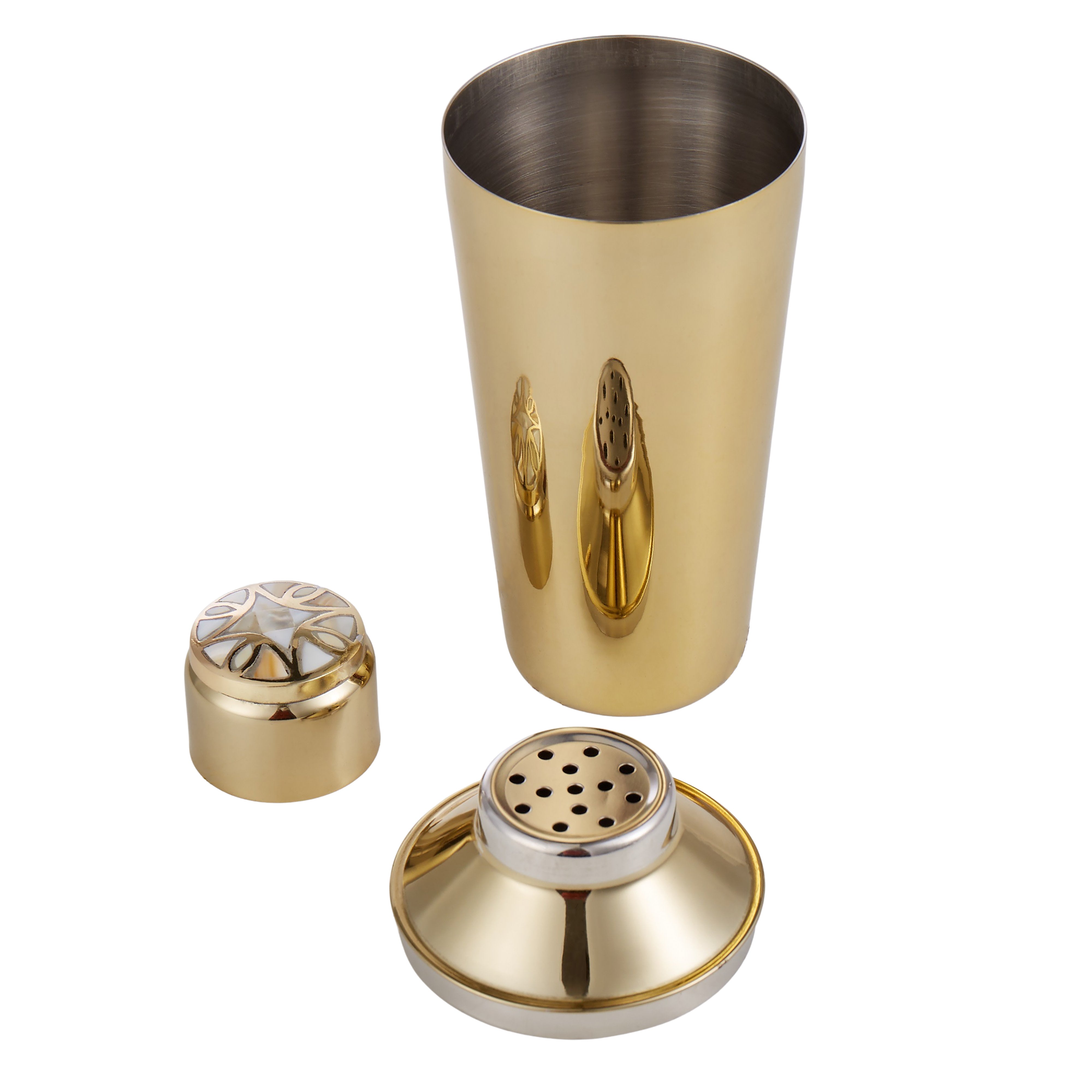 Society Home Mother of Pearl Detailed Cocktail Shaker Gold