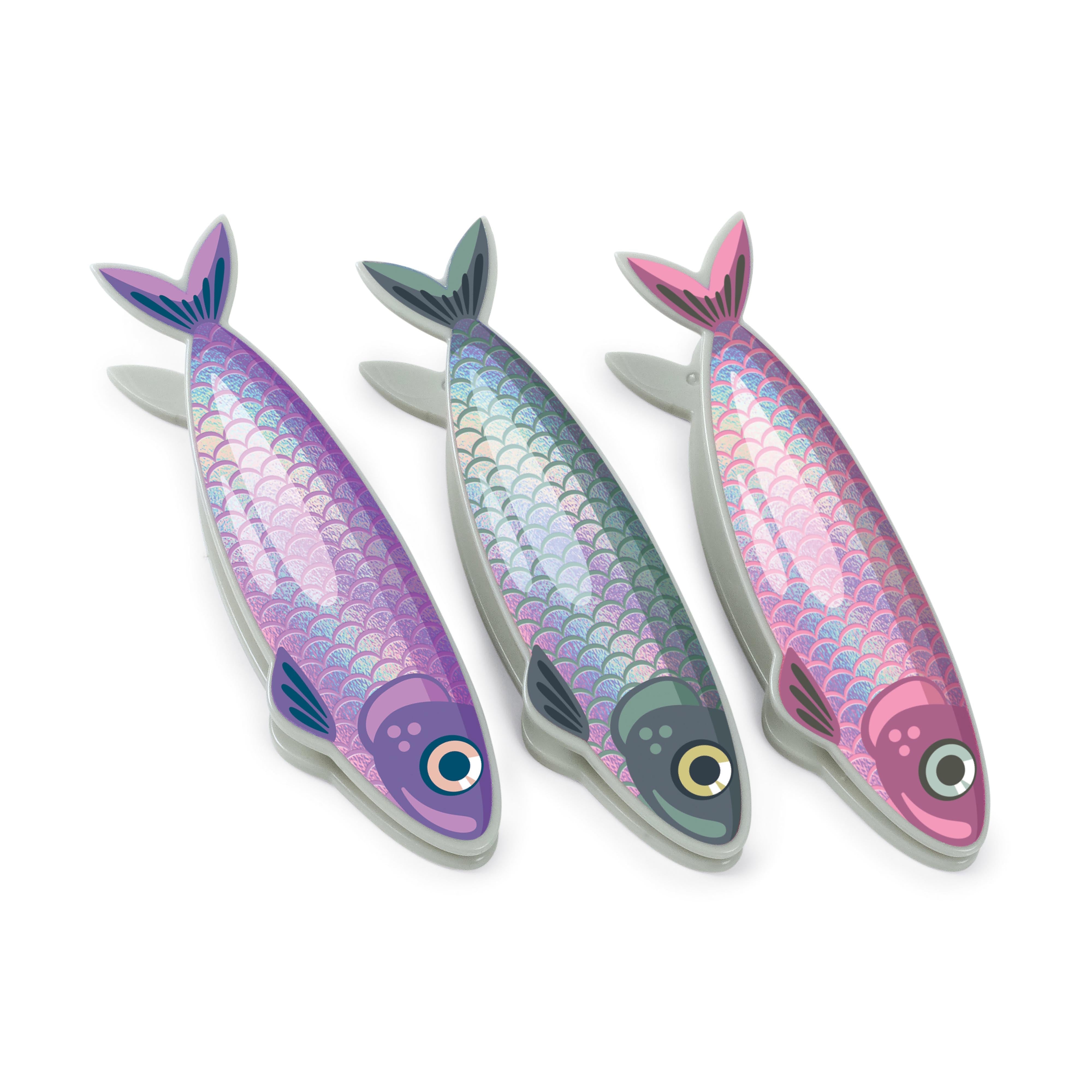 Fred Fish n Clips Bag Clips 4 Piece Set Multi-Coloured