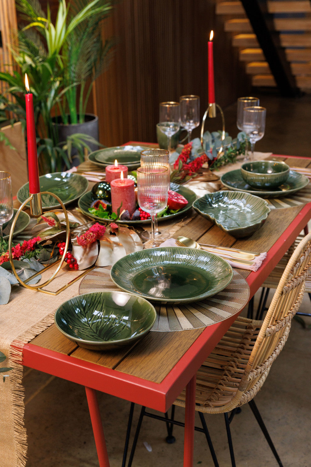 Mikasa Jardin Stoneware Pasta Bowl Set 4 Piece 20cm (Green)