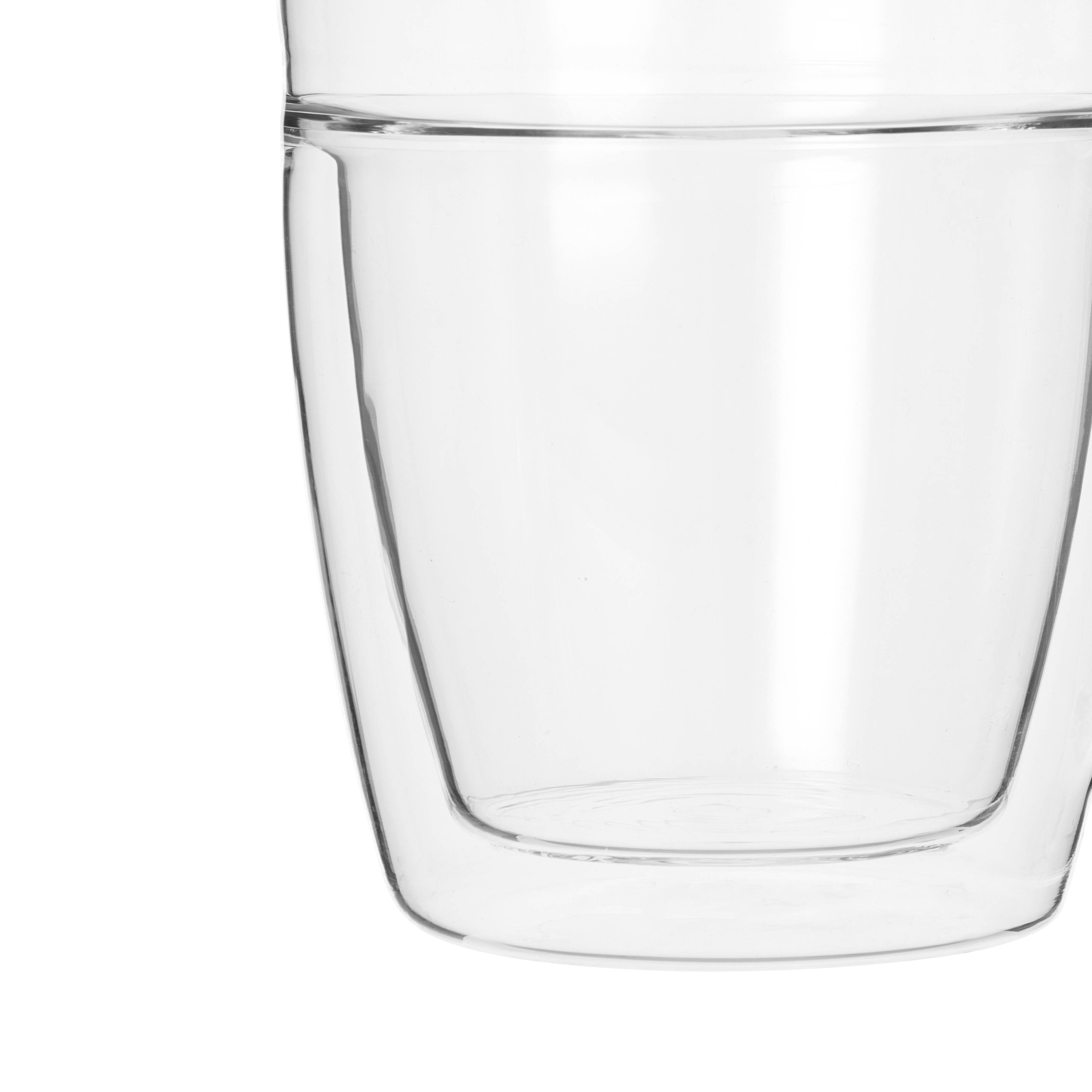 Leaf & Bean Double Wall Glass with Handle 350ml 2 Piece Set Clear