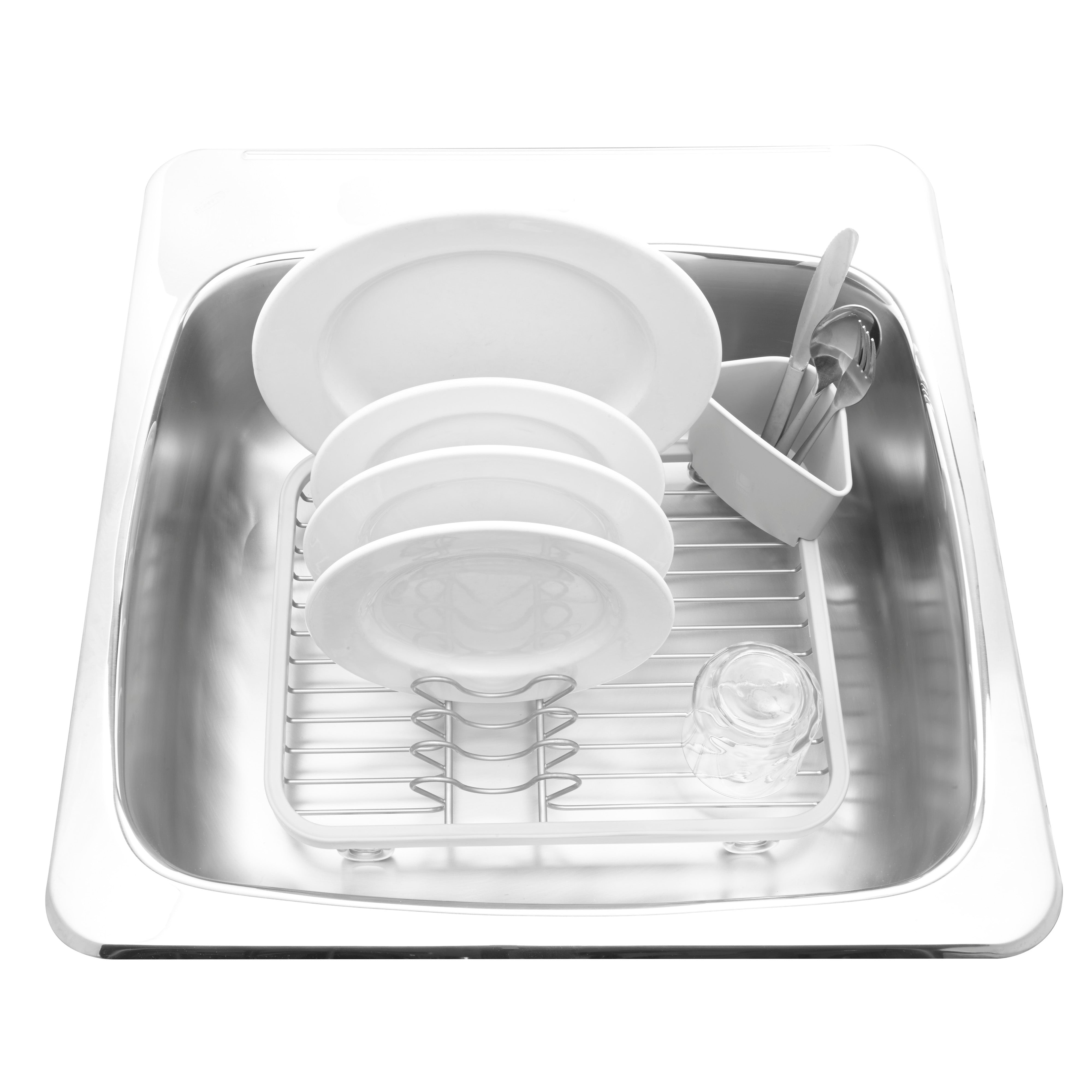 Umbra Sinkin Dish Rack White & Nickel