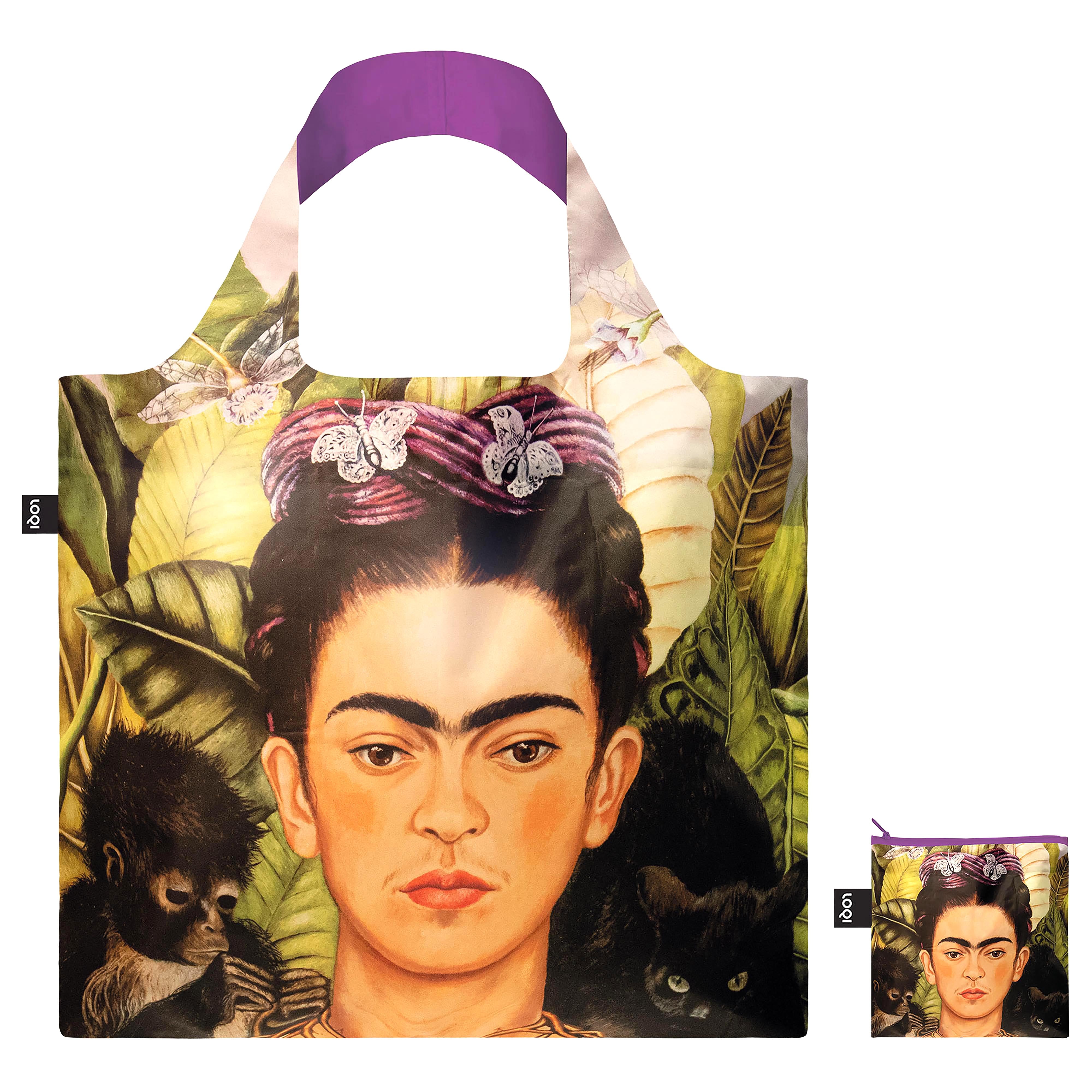 LOQI Frida Kahlo Self Portrait Hummingbird Tote Bag
