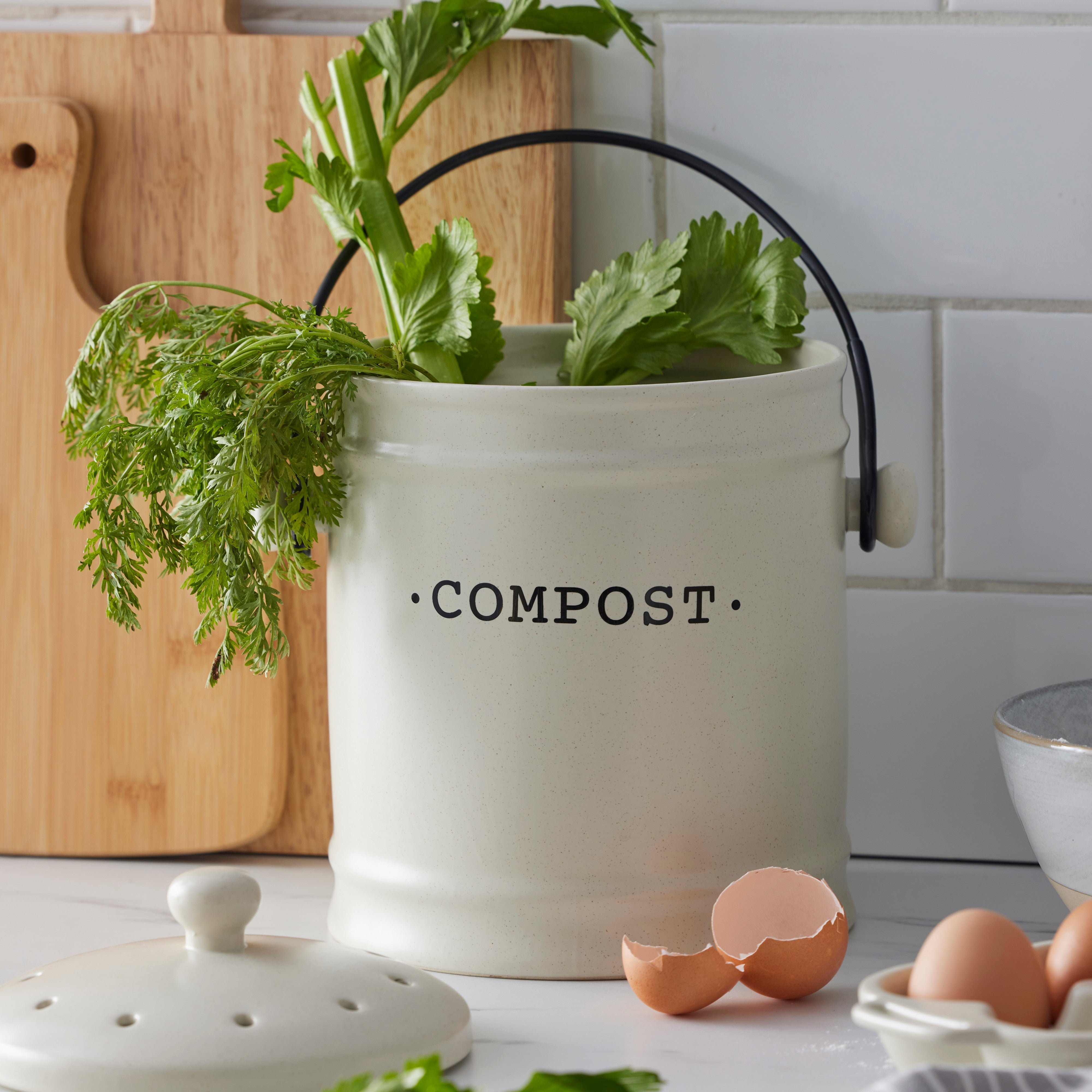 Davis & Waddell Darley Compost Bin 3.5L Cream