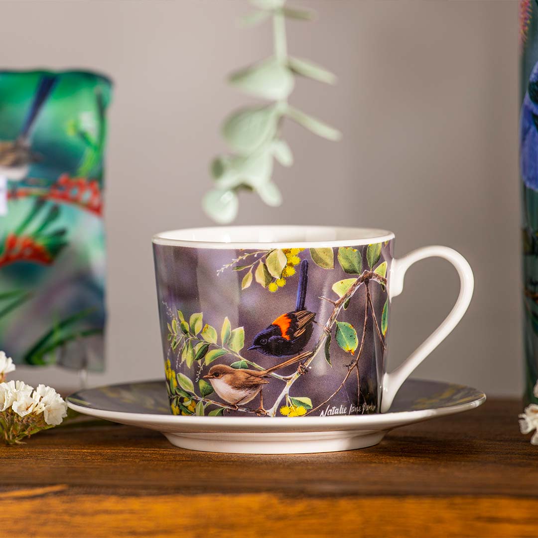 Ashdene Australian Wren Assorted Cup & Saucer Set Of 4