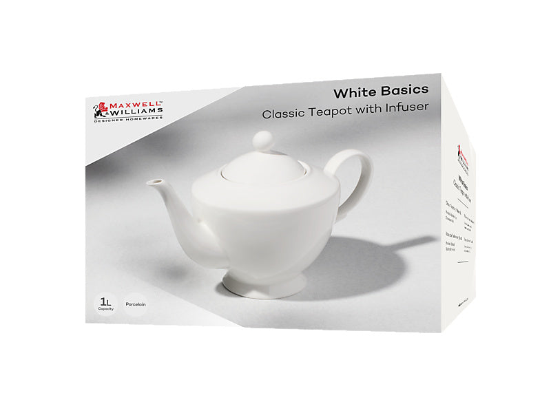 Maxwell & Williams White Basics Classic Teapot with Infuser 1L