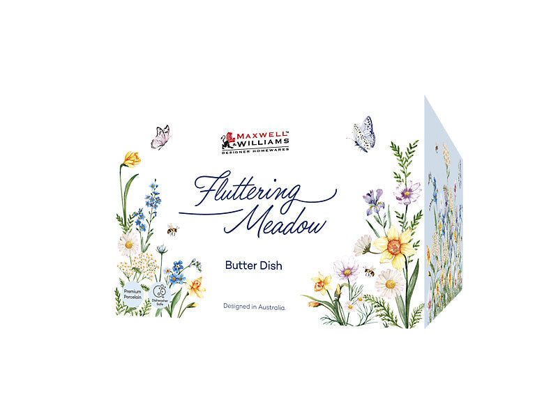 Maxwell & Williams Fluttering Meadow Butter Dish 17.5 x 13 x 11cm