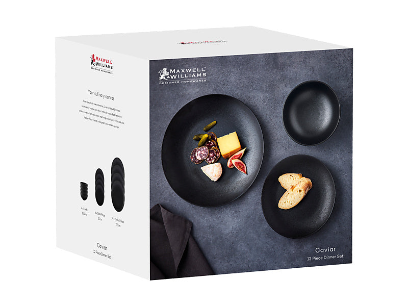 Maxwell & Williams Caviar Dinner Set Black 12 Piece