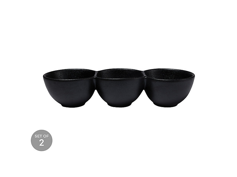 Maxwell & Williams Caviar Divided Serving Bowl Black 30 x 6.5cm