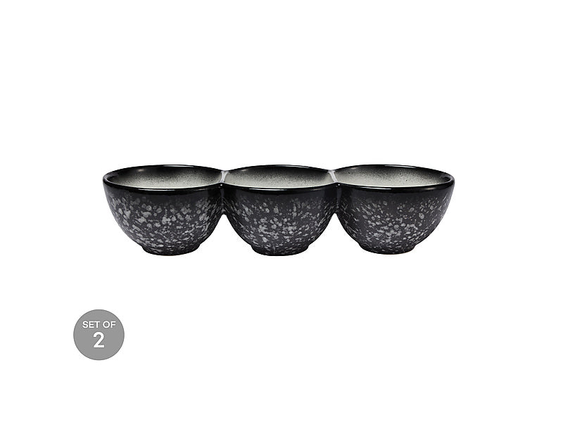 Maxwell & Williams Caviar Granite Divided Serving Bowl Black & White 30 x 6.5cm