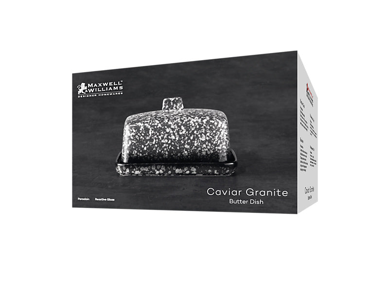 Maxwell & Williams Caviar Granite Butter Dish Black & White
