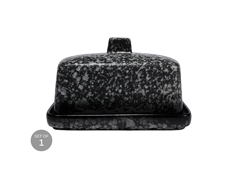 Maxwell & Williams Caviar Granite Butter Dish Black & White