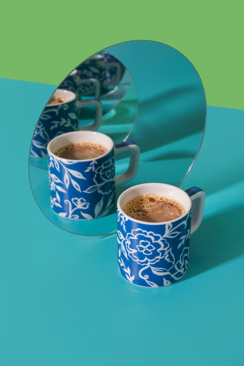 La Cafetière Ceramic Espresso Cup 120ml (Blue Blu Fiorato)