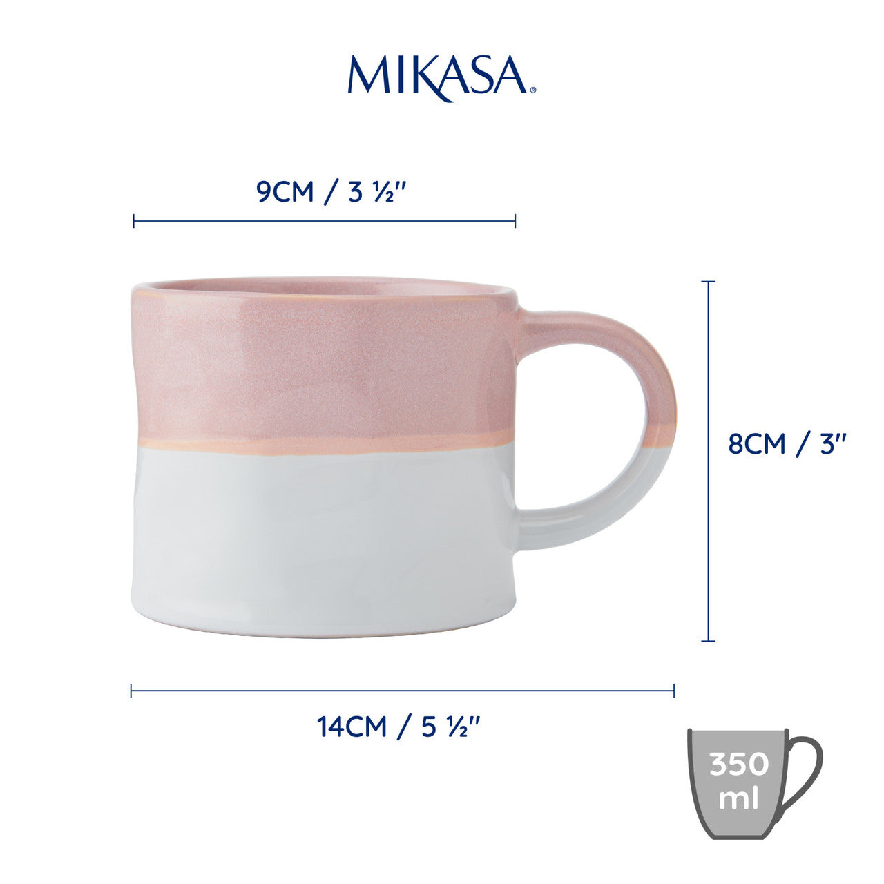 Mikasa Stoneware Mug 350ml (Ombre Pink)