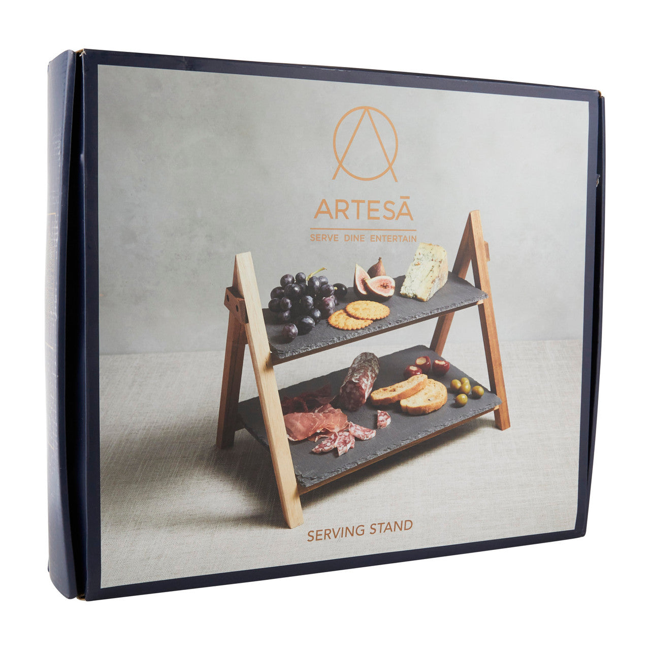 Artesà Two Tier Slate & Acacia Wood Serving Stand