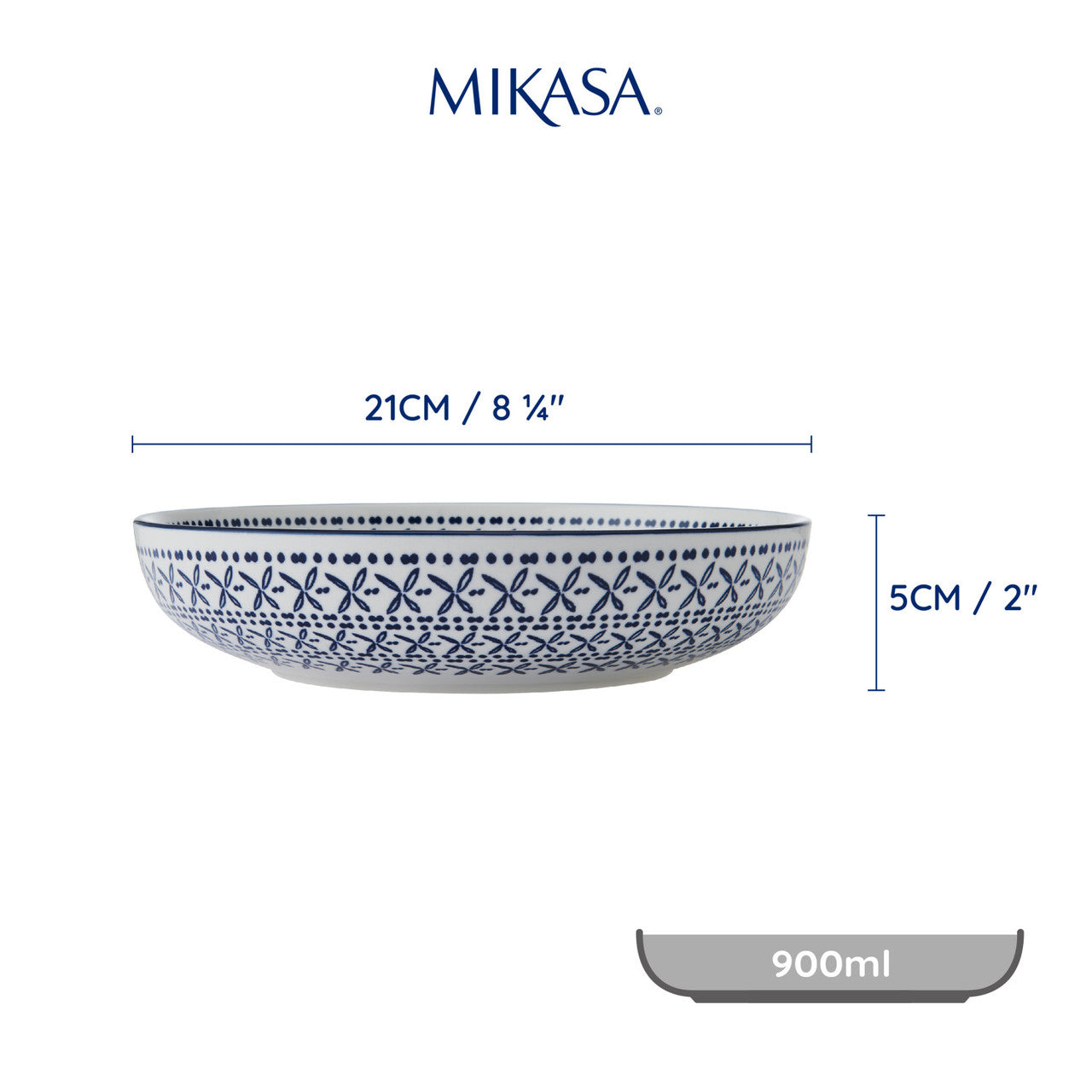 Mikasa Glazed Stoneware Coupe Bowl 21cm (Blue Mediterranean)