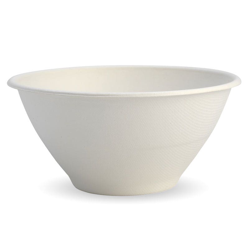 BioPak 1,420ml / 48oz White Plant Fibre BioBowl (Carton of 400)
