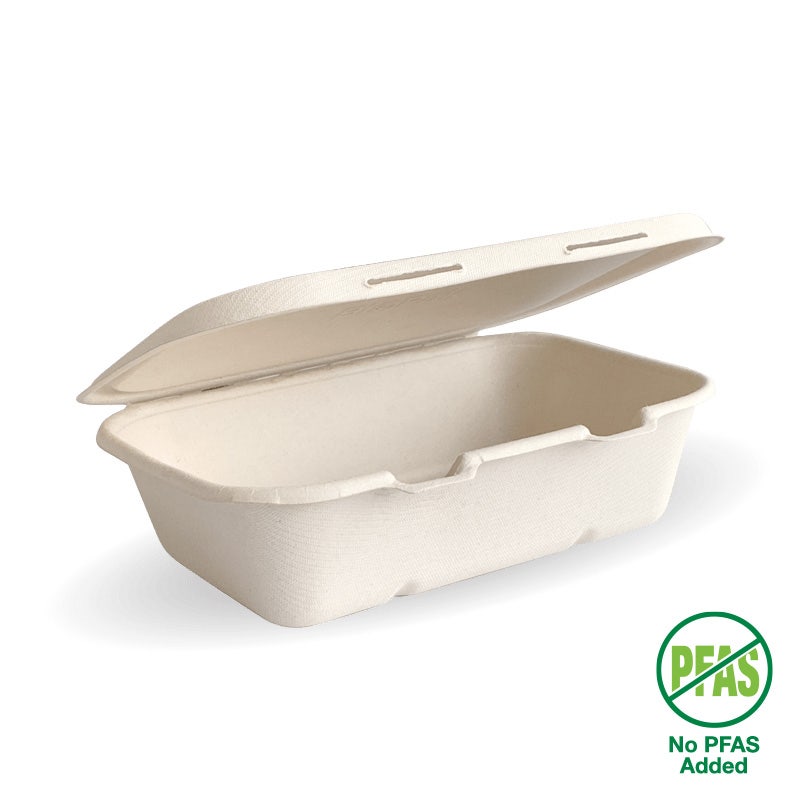 BioPak 20x15x5cm / 7.5x5x1.9in Natural Plant Fibre Clamshell