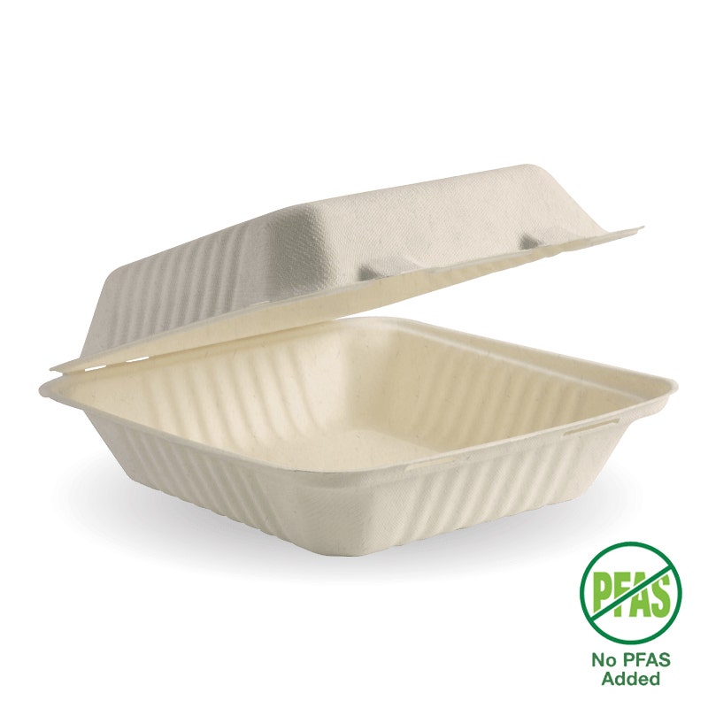 BioPak 20x22x9cm / 7.8x8x3" Natural Plant Fibre Clamshell