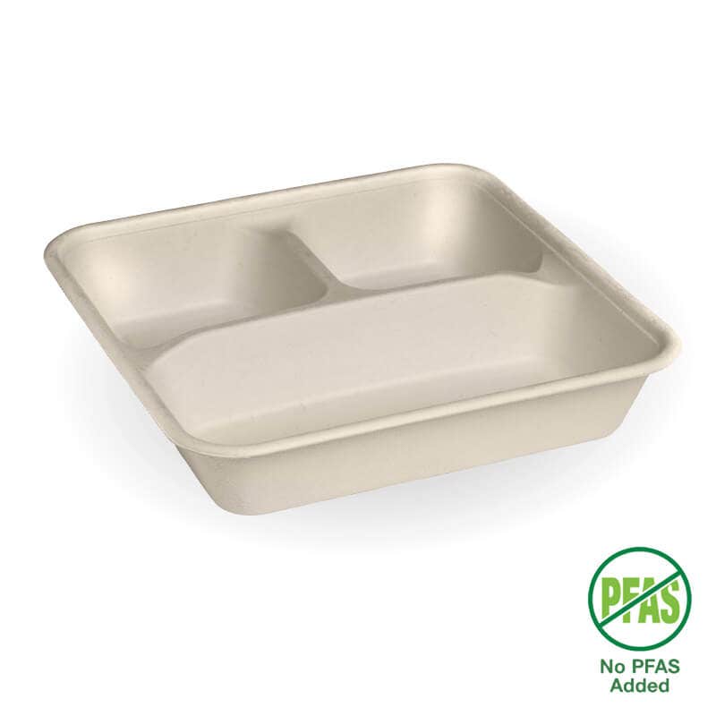 BioPak 3-Compartment Large Natural Plant Fibre Takeaway Base