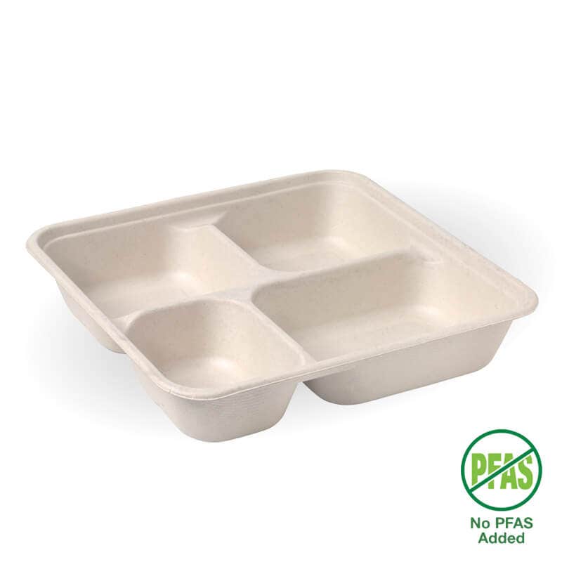BioPak 4-Compartment Large Natural Plant Fibre Takeaway Base