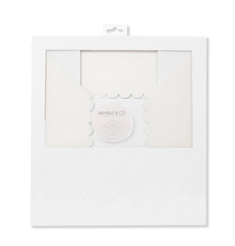 Papyrus Scalloped Tall Cupcake Box 12 Hole White