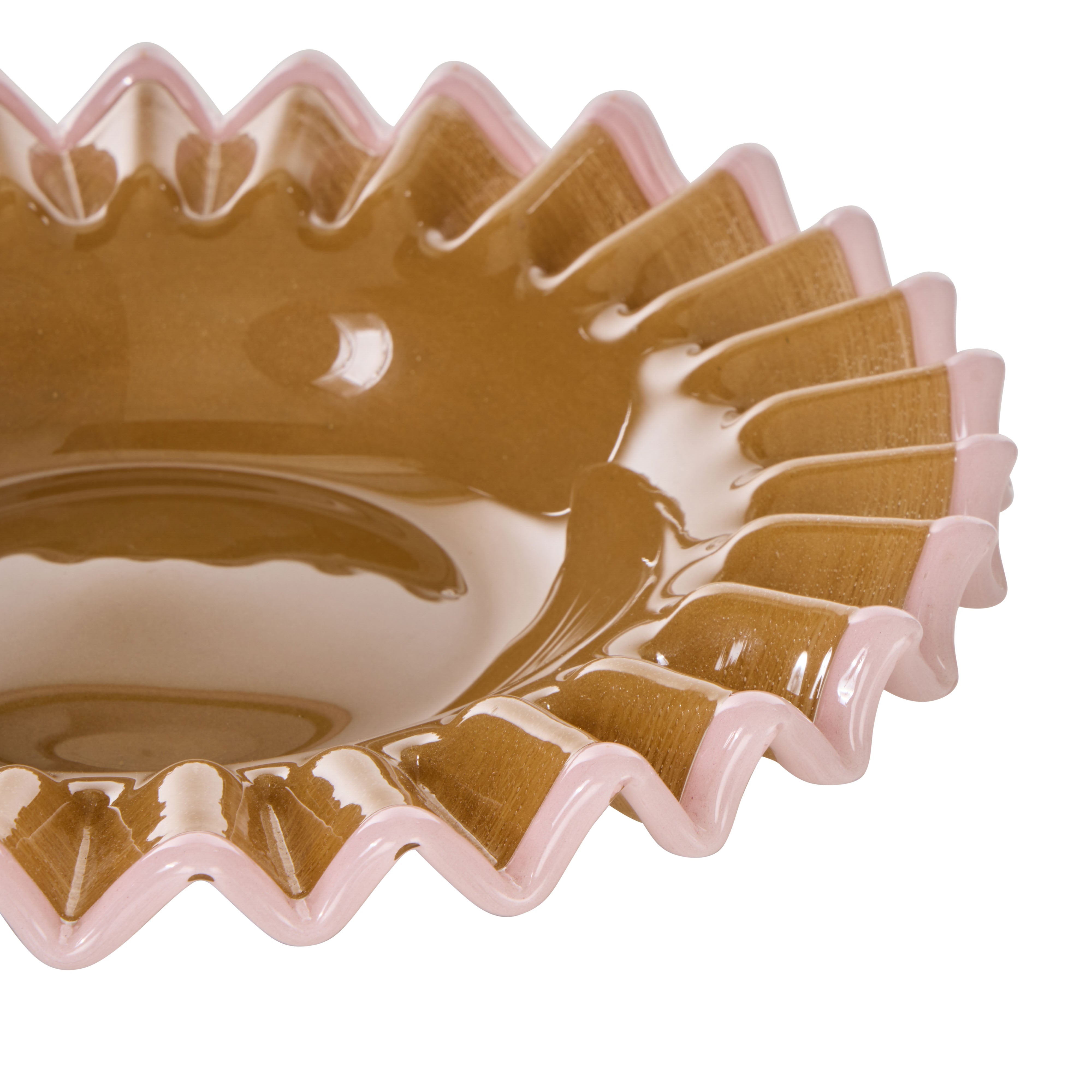 Amalfi Sigrid Frill Dish Large Mustard & Pink