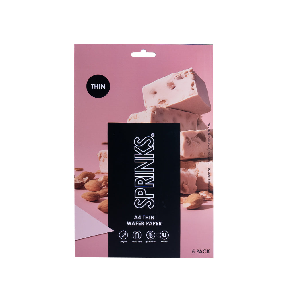Bake Print Rectangle Wafer Paper Thin A4 Size White 5 Pack