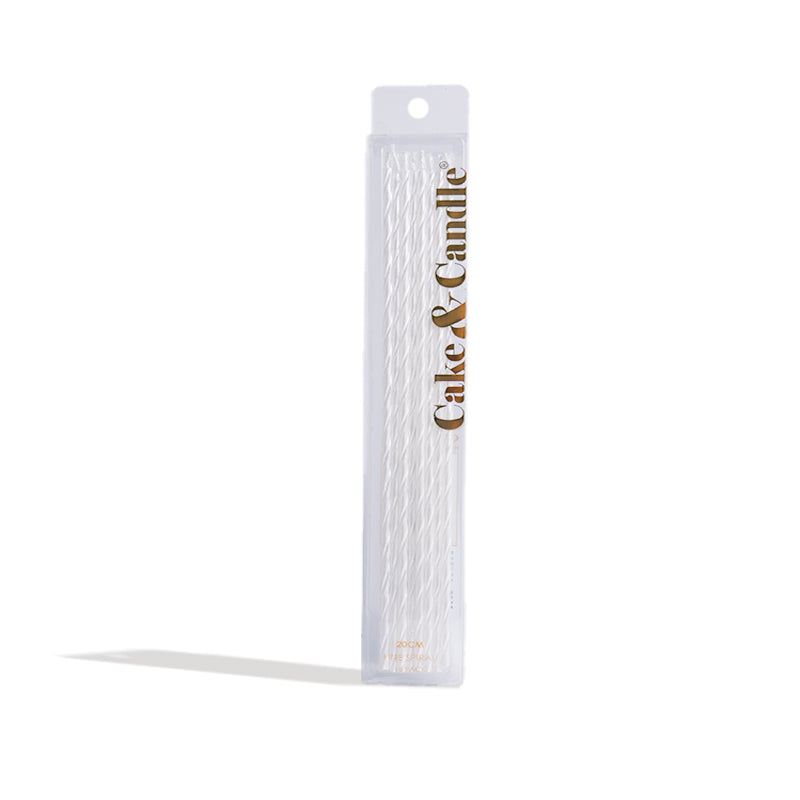 Cake & Candle Fine Spiral Cake Candles White 20cm 16 Pack