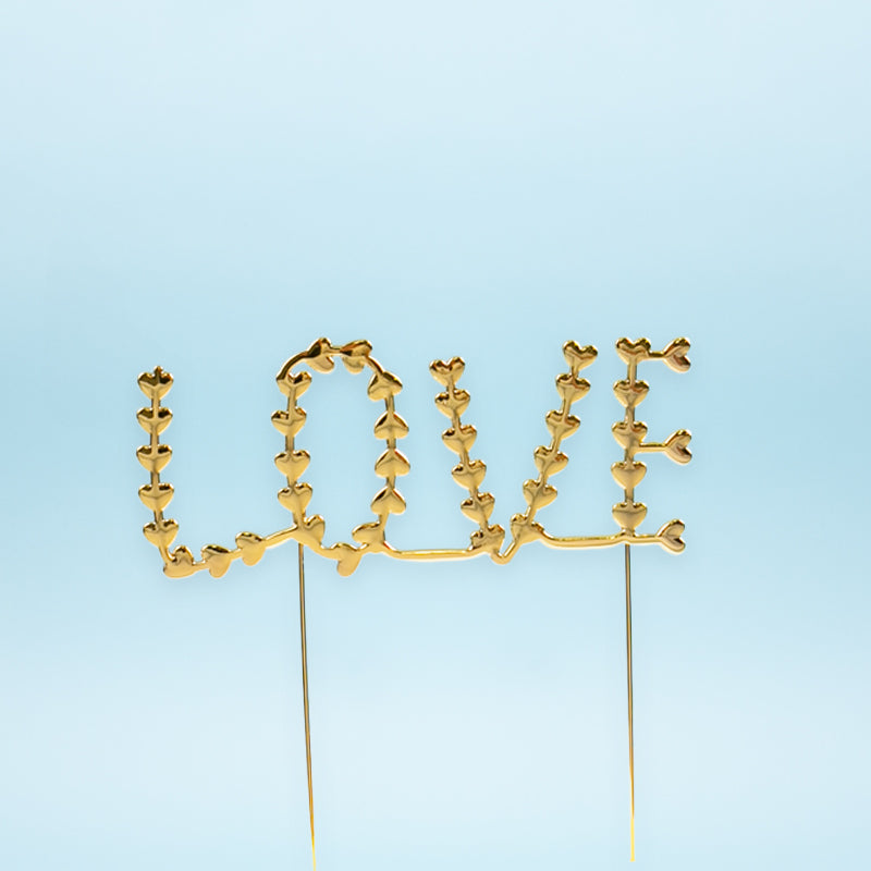 Cake & Candle Metal Cake Topper Love Gold