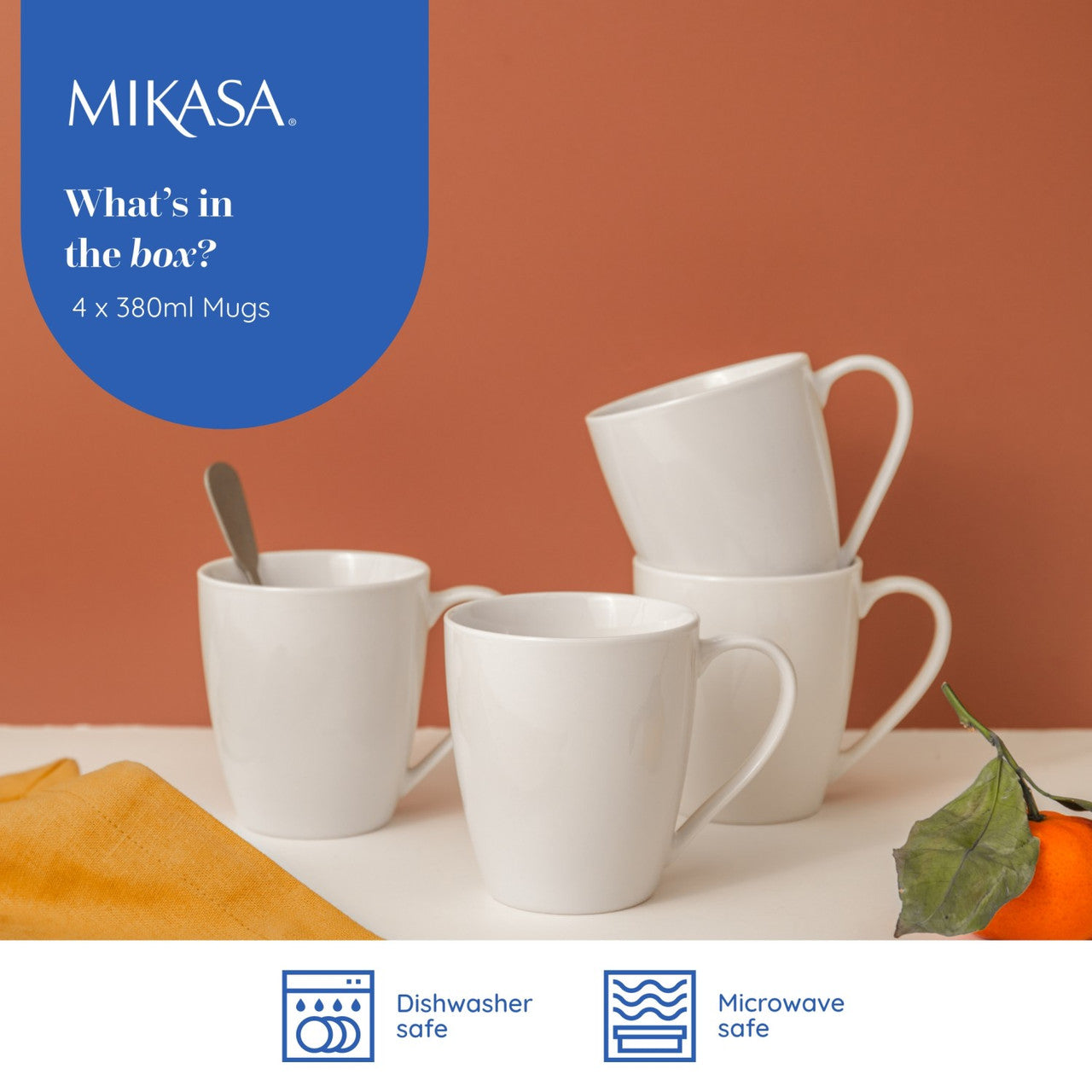Mikasa Chalk Porcelain Mug Set 4 Piece 380ml (White)