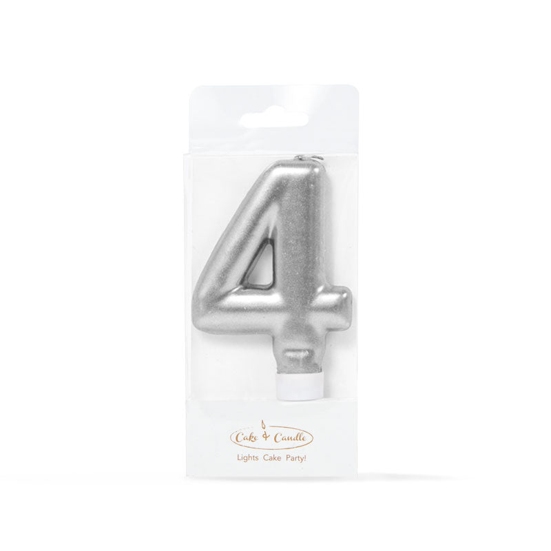 Cake & Candle Candle Number 4 Silver