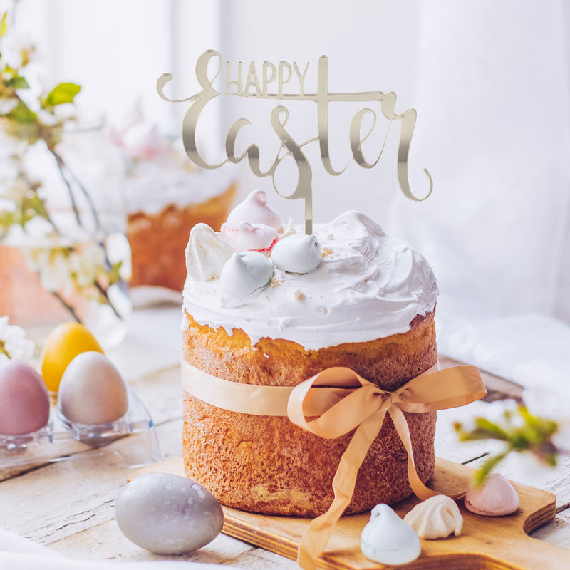 Cake & Candle Happy Easter Cake Topper Silver