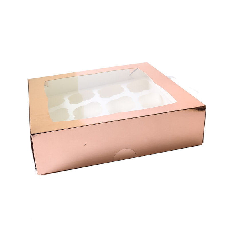 Bake Group Cupcake Box with PVC Window 12 Cupcake Rose Gold