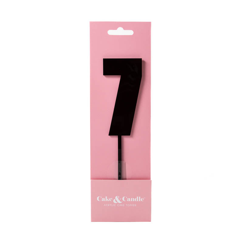 Cake & Candle Mega Number 7 Cake Topper Black