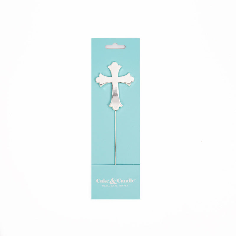 Cake & Candle Silver Plated Cake Topper Cross