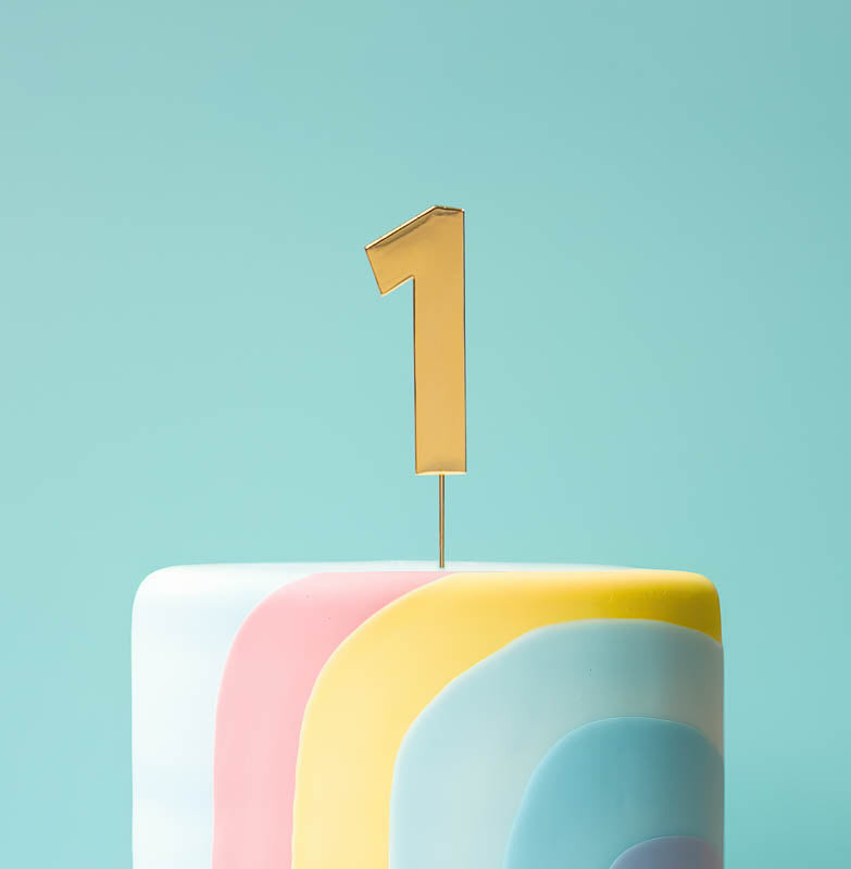 Cake & Candle Bold Cake Topper Number 1 Gold