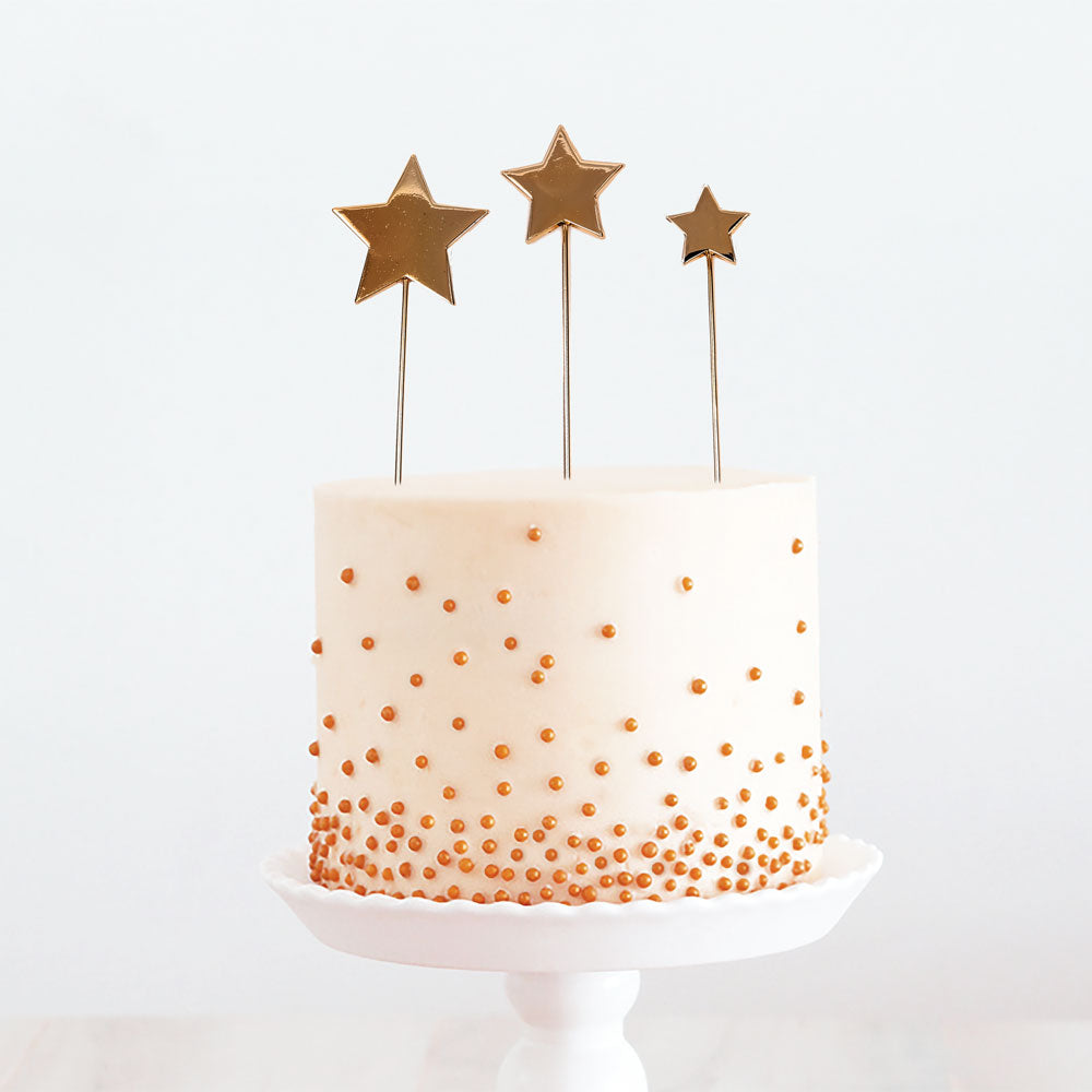 Cake & Candle Rose Gold Metal Cake Topper Stars