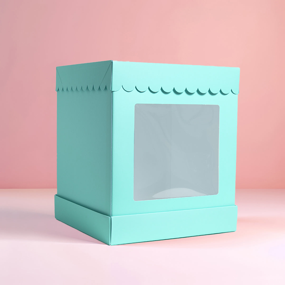 Papyrus Tall Scalloped Cake Box Pastel Blue 10 x 10 x 12in