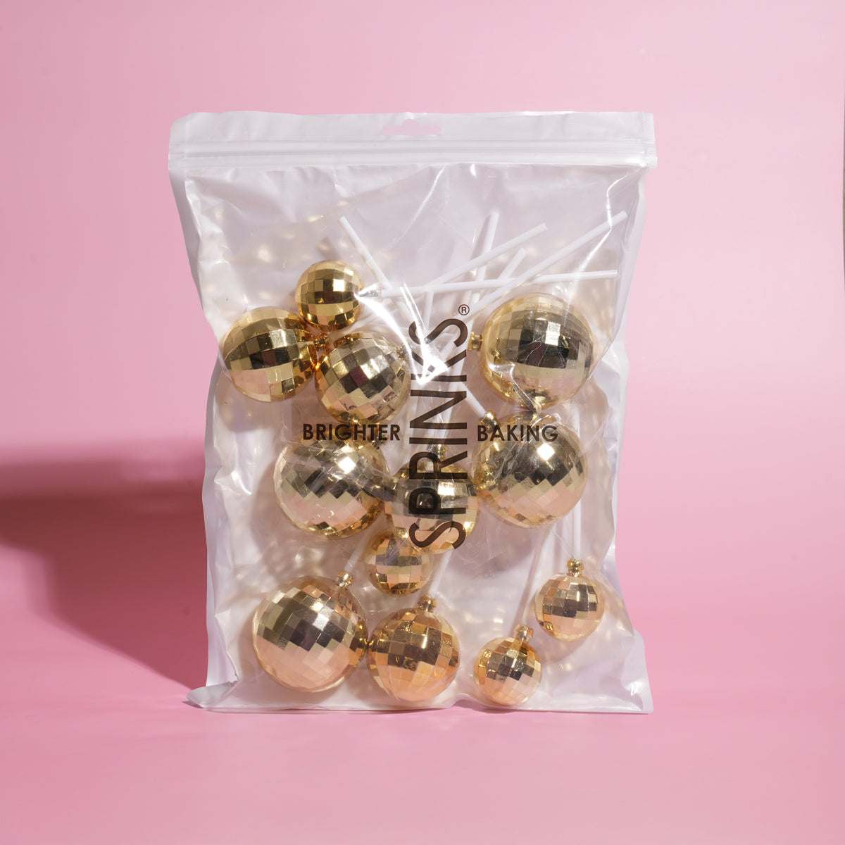Sprinks Disco Ball Toppers Gold 12 Piece