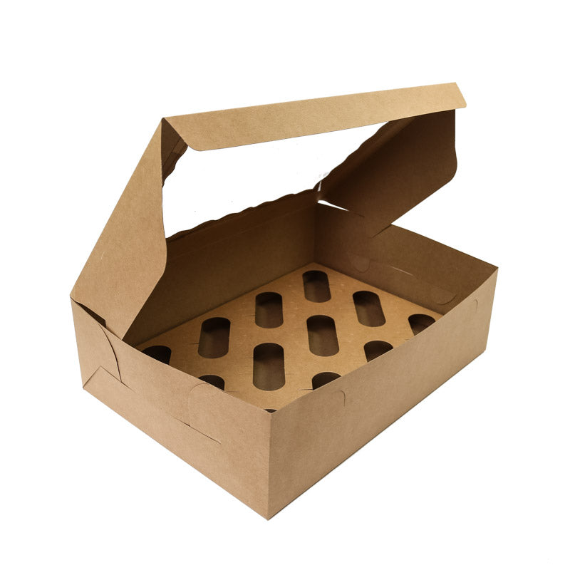 Bake Group Cupcake Box with PVC Window 12 Cupcake Brown