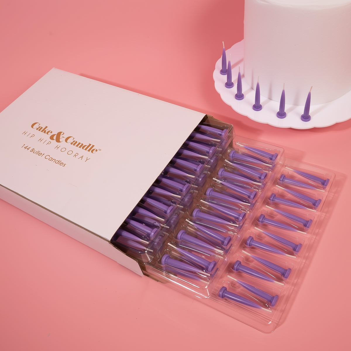 Cake & Candle Bullet Candles Purple 144 Pack