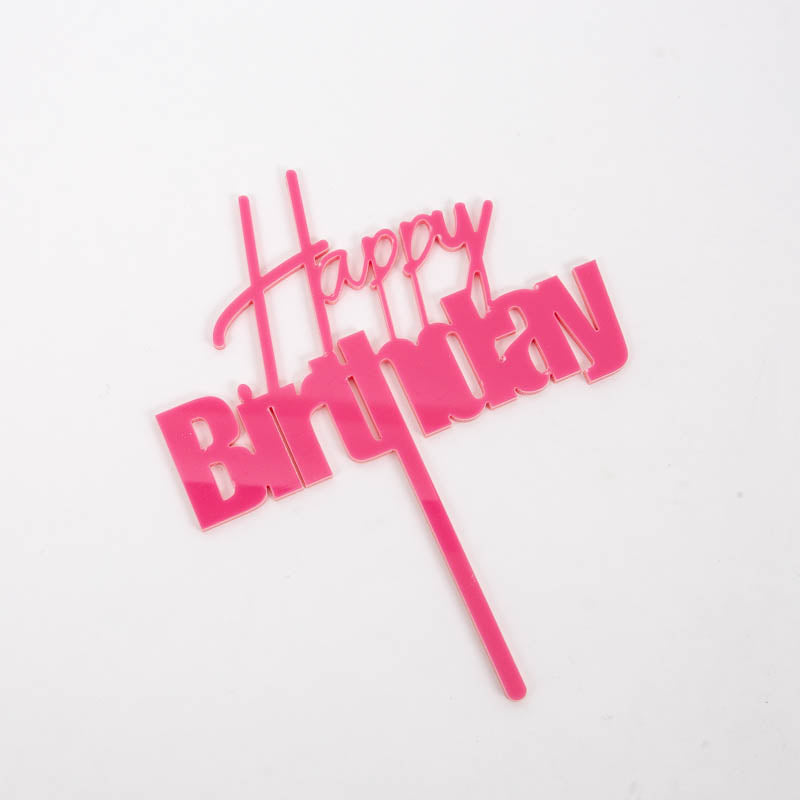 Cake & Candle Fun Happy Birthday Cake Topper Pink