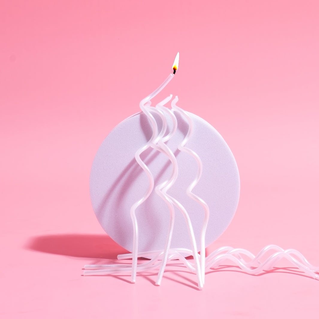 Cake & Candle Swirly Cake Candles White 13cm 16 Pack