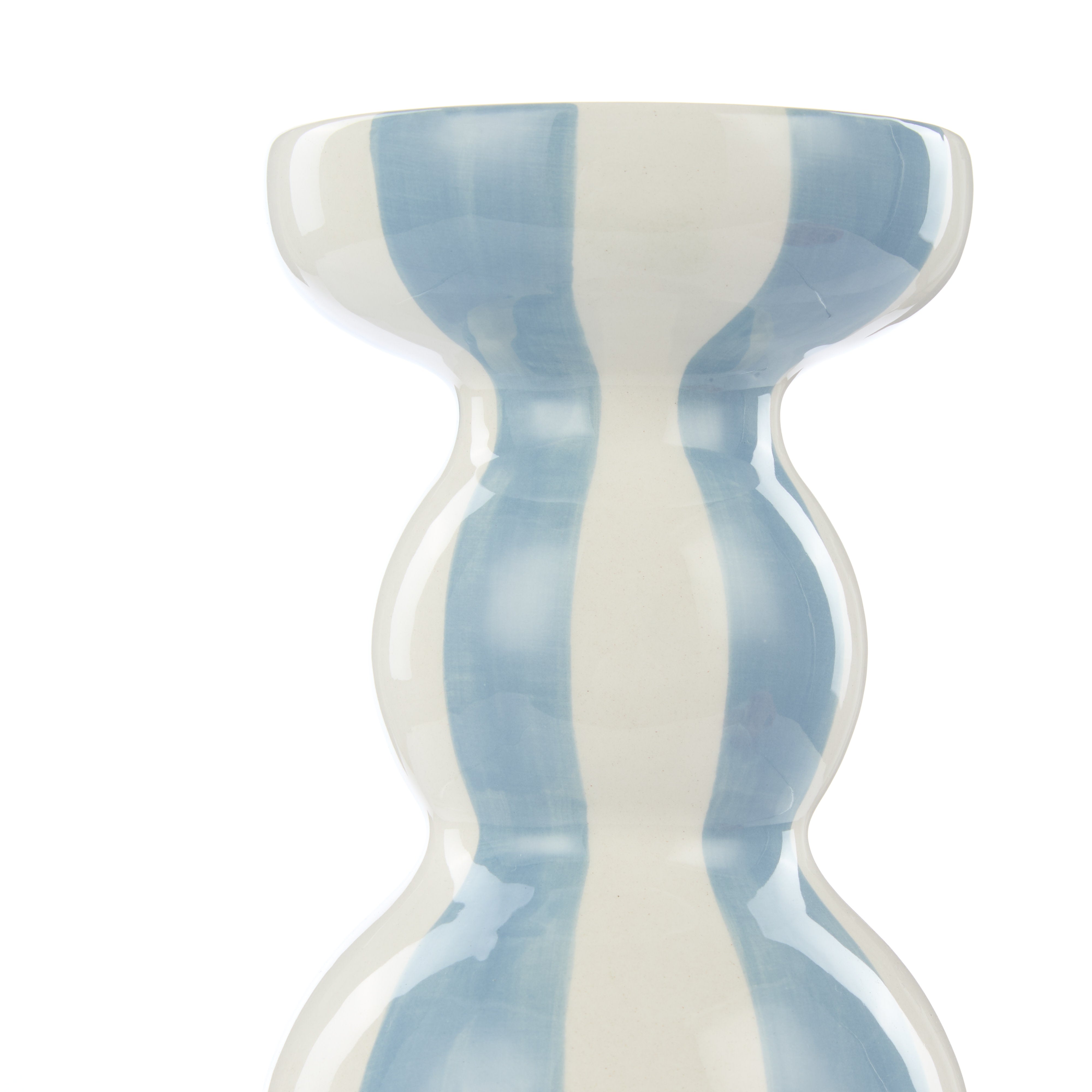 Emporium Lane Stripe Candle Holder Small Blue & White