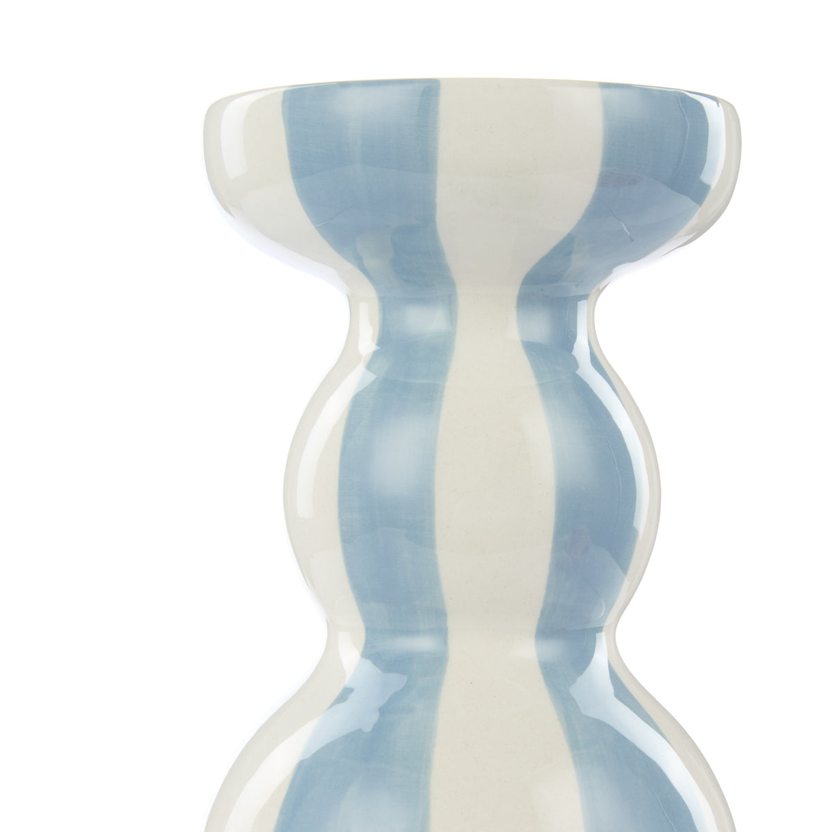 Emporium Lane Stripe Candle Holder Small Blue & White