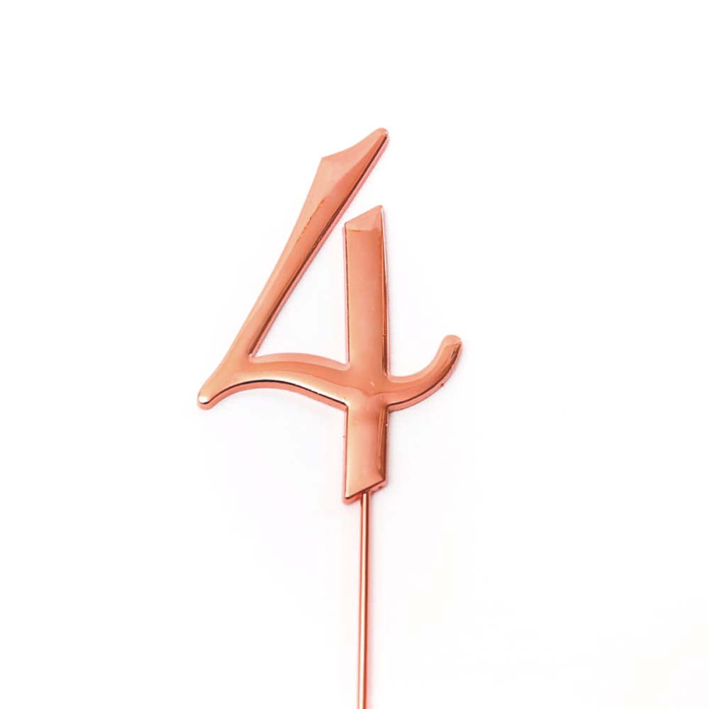 Cake & Candle Cake Topper Number 4 Rose Gold 7cm