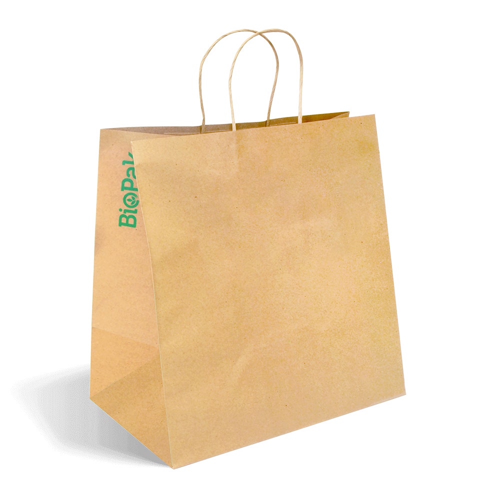 BioPak 355x220x370mm Jumbo Twist Handle Kraft Paper Bags