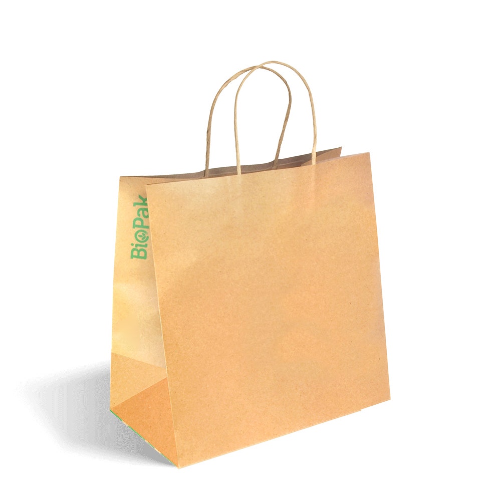 BioPak 300x170x305mm Large Twist Handle Kraft Paper Bags