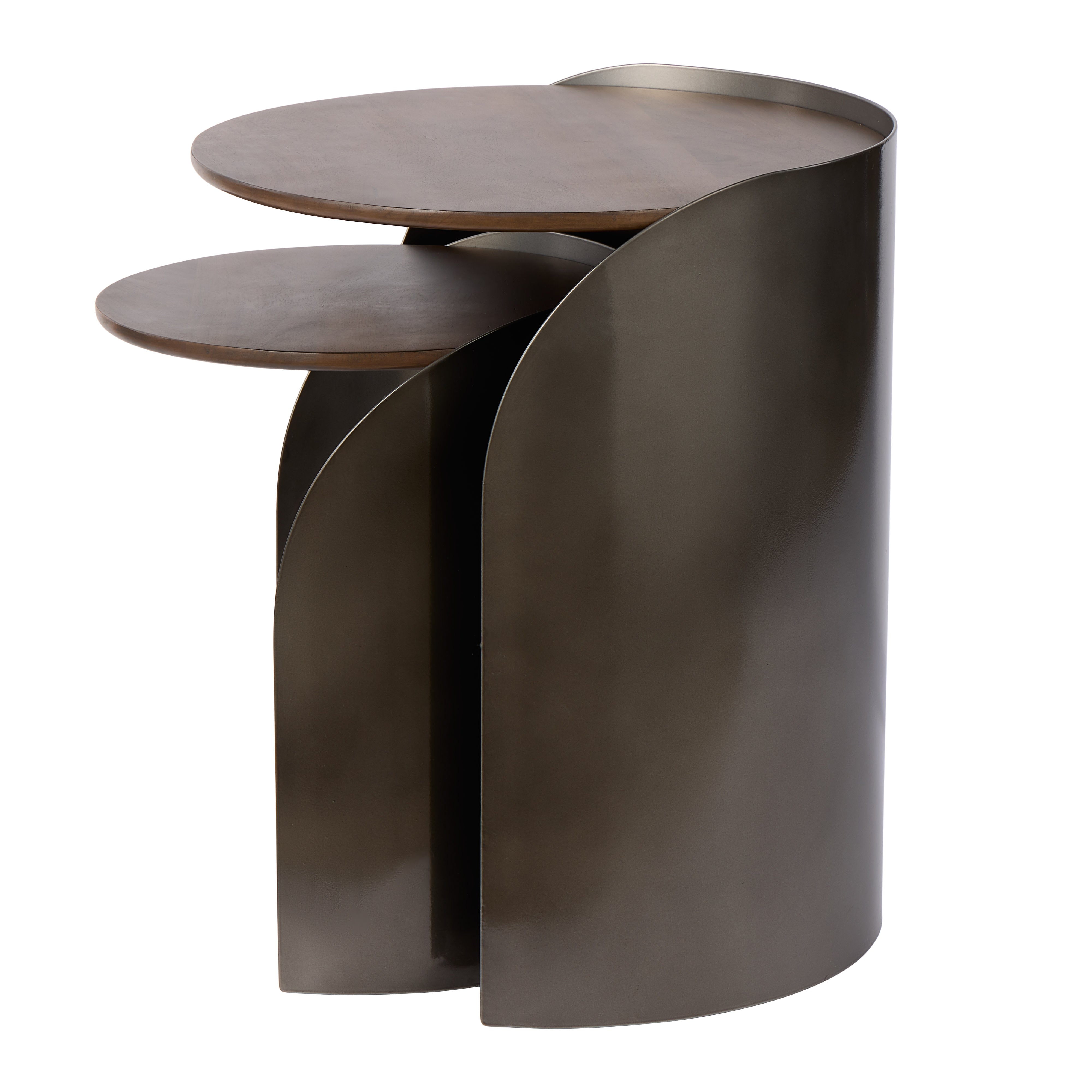 Grand Designs Asher Side Tables 2 Piece Set Gunmetal & Walnut
