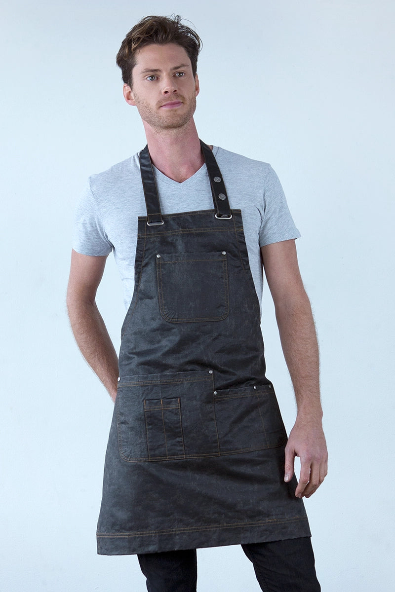 Aussie Chef Barber Bib Apron - Pewter Grey